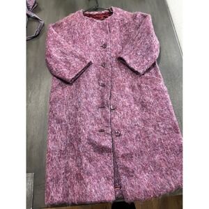 Bardolino Mohair Blend Coat Women's Purple Tweed‎ Button Up Mid Length England